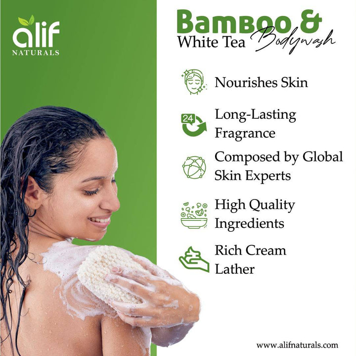 Bamboo & White Tea Body wash 300ml - Alif Naturals