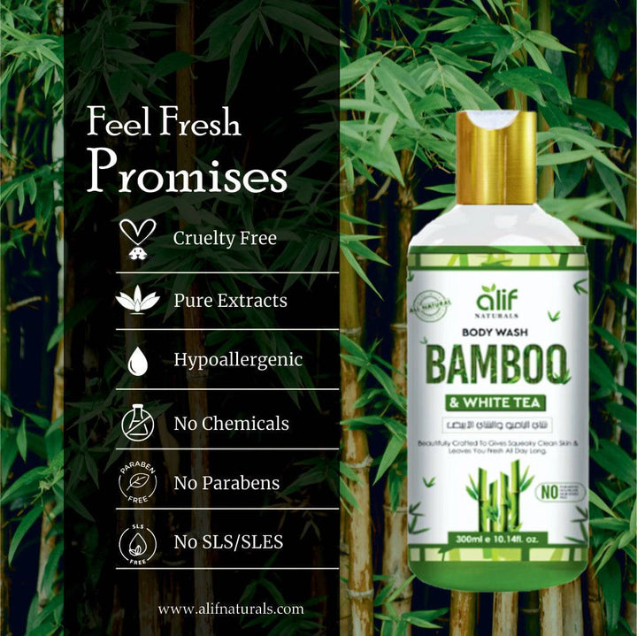 Bamboo & White Tea Body wash 300ml - Alif Naturals