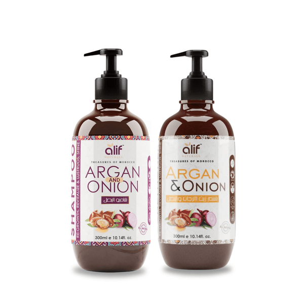 Moroccan Argan & Onion Shampoo & Conditioner | 300ml - Alif Naturals
