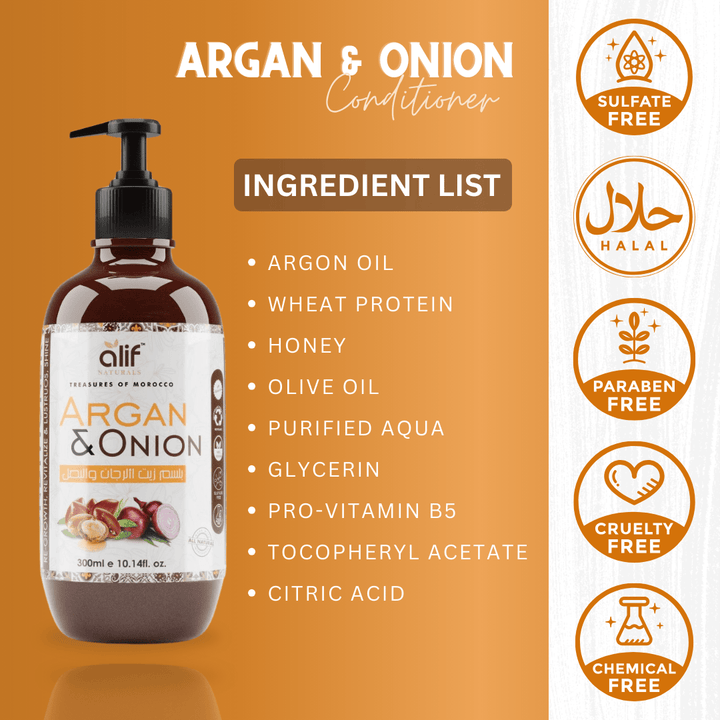 Argan & Onion Conditioner | 300 ml - Alif Naturals